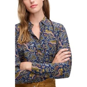 J. Crew Cheetah Button-Up Silk Shirt, 6, New!